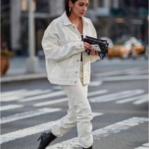 Fashion nova oversized white denim jacket